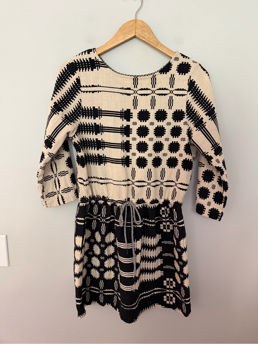 Ace & Jig Drawstring Mini Dress Cream and Black Size Small